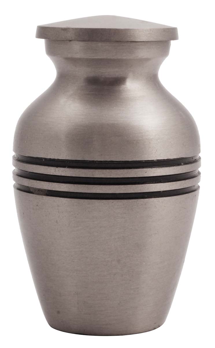 3” Brass Pet Cremation Urn – Steel Color with Ring Pattern – Hand-Crafted – Solid Urns for Ashes at Wholesale